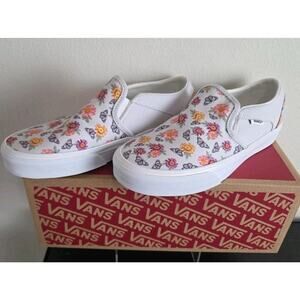 Vans Asher Slip On Womens Shoes Sneakers Butterfly Floral Design Size 6.5
